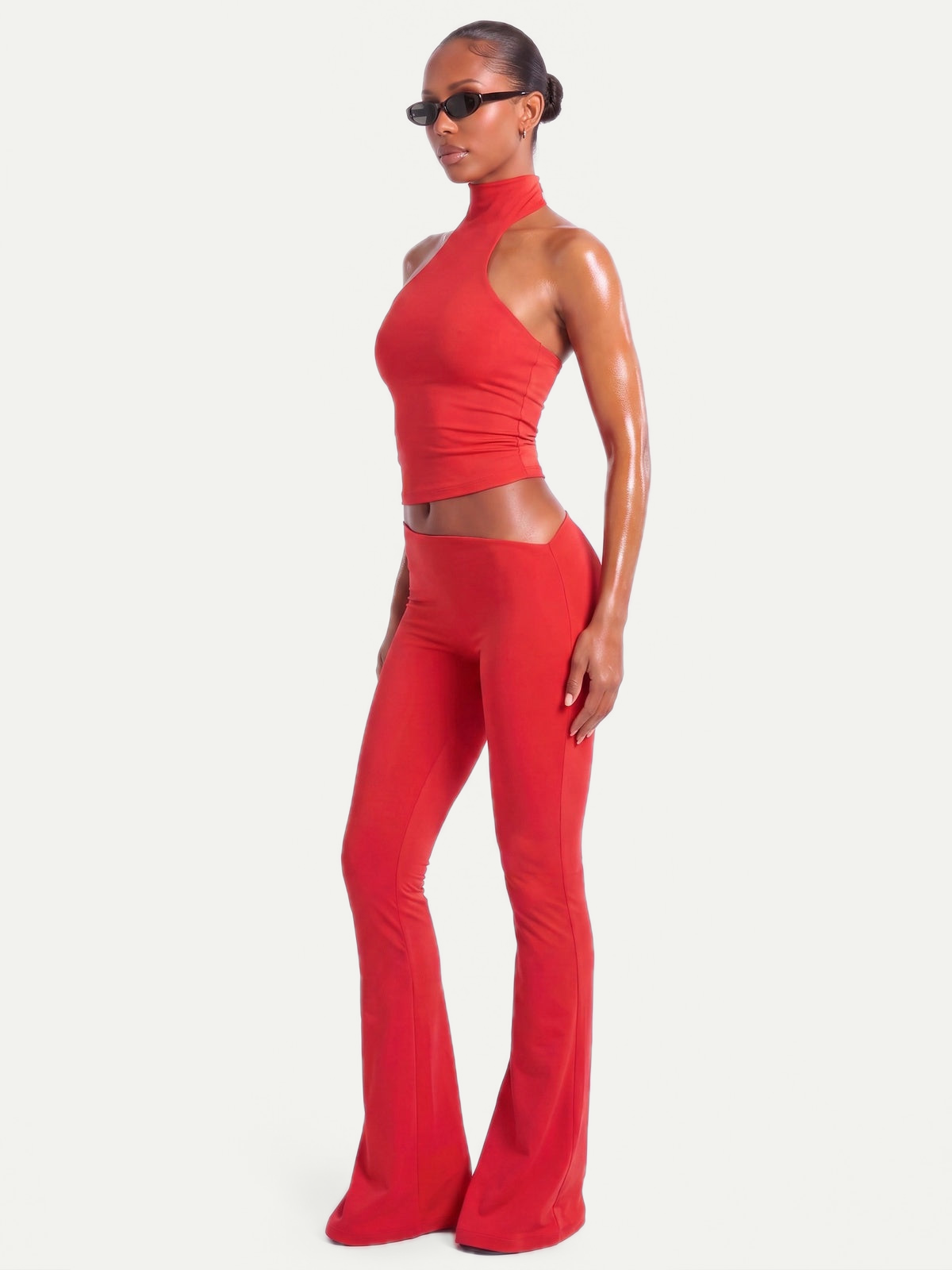 LEGGING ASYMÉTRIQUE ÉVASÉE - ROUGE