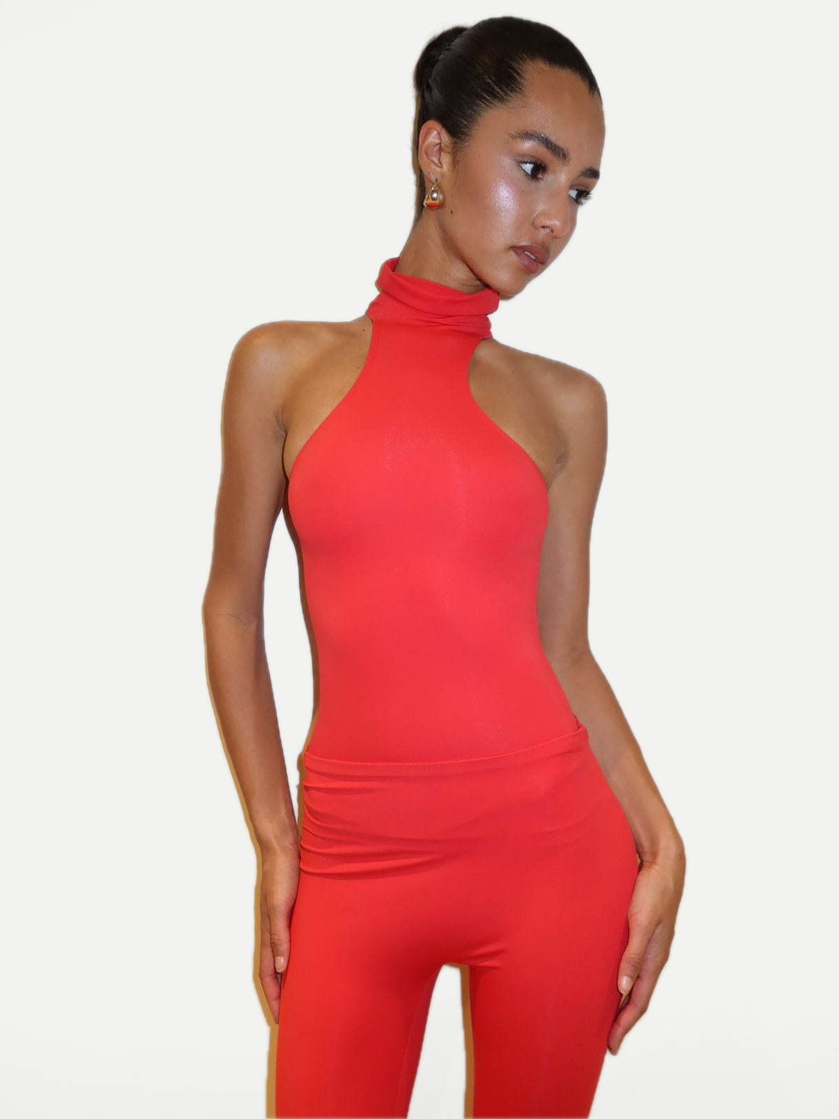 TOP COL ROULÉ ROUGE